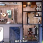 3d overview of cottage floor plan
