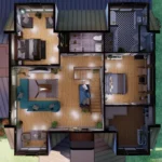 5 bedroom cottage house top view render images