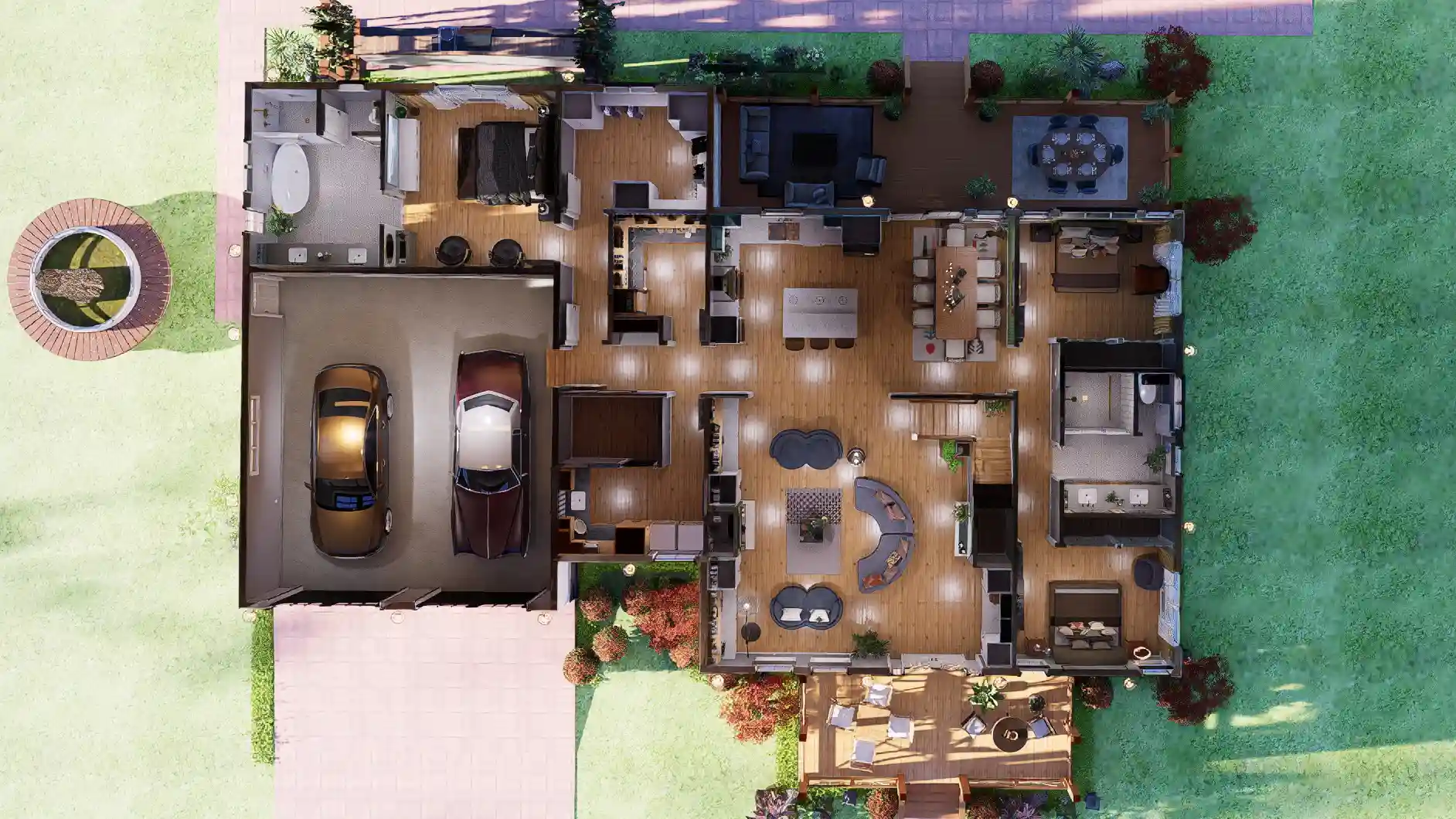 5 bedroom cottage house top view render images