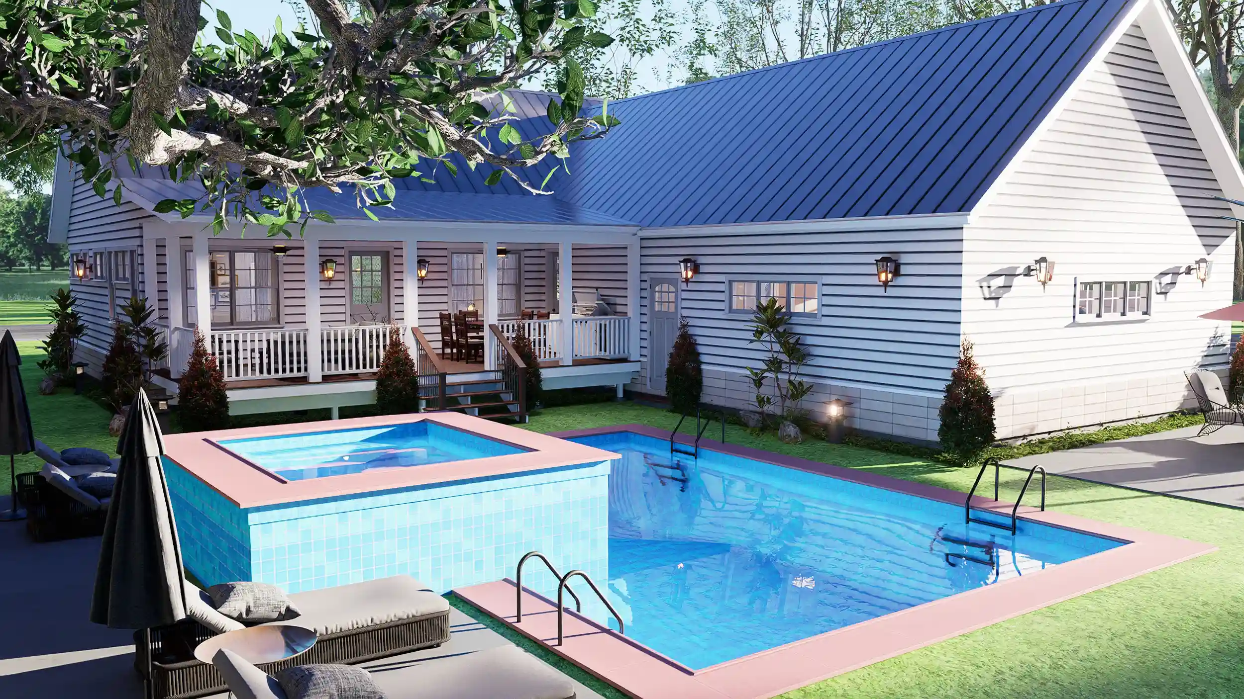 cottage house swiming pool image