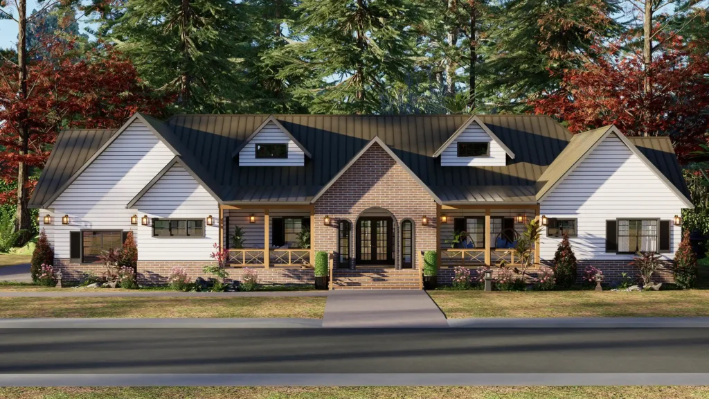 Modern entryway with seating and decor
