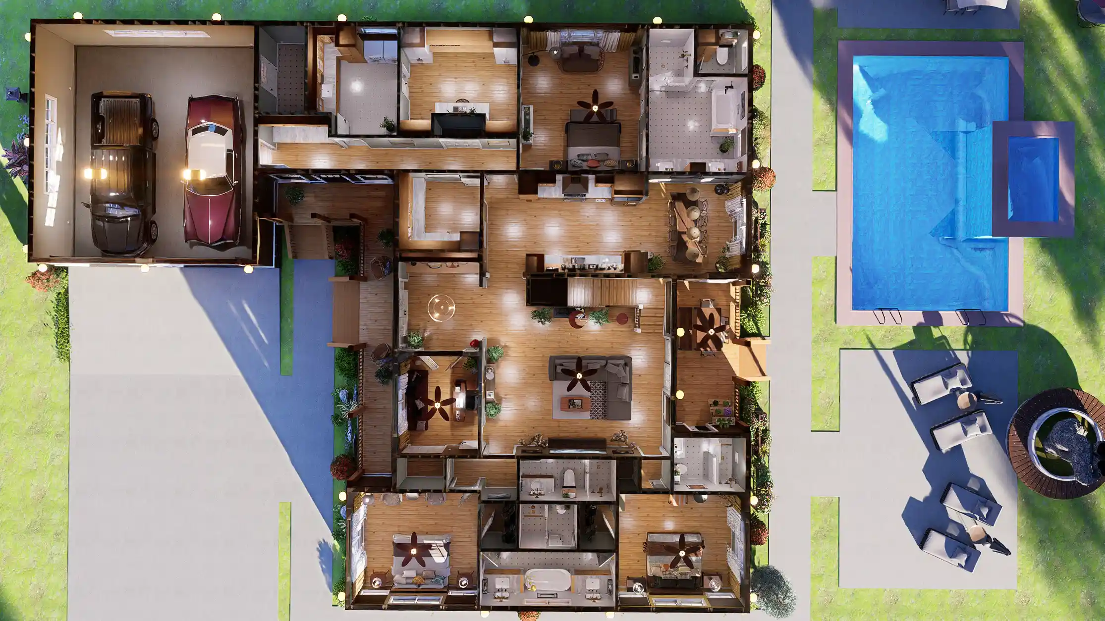 full overview of 4 bedroom cottage house