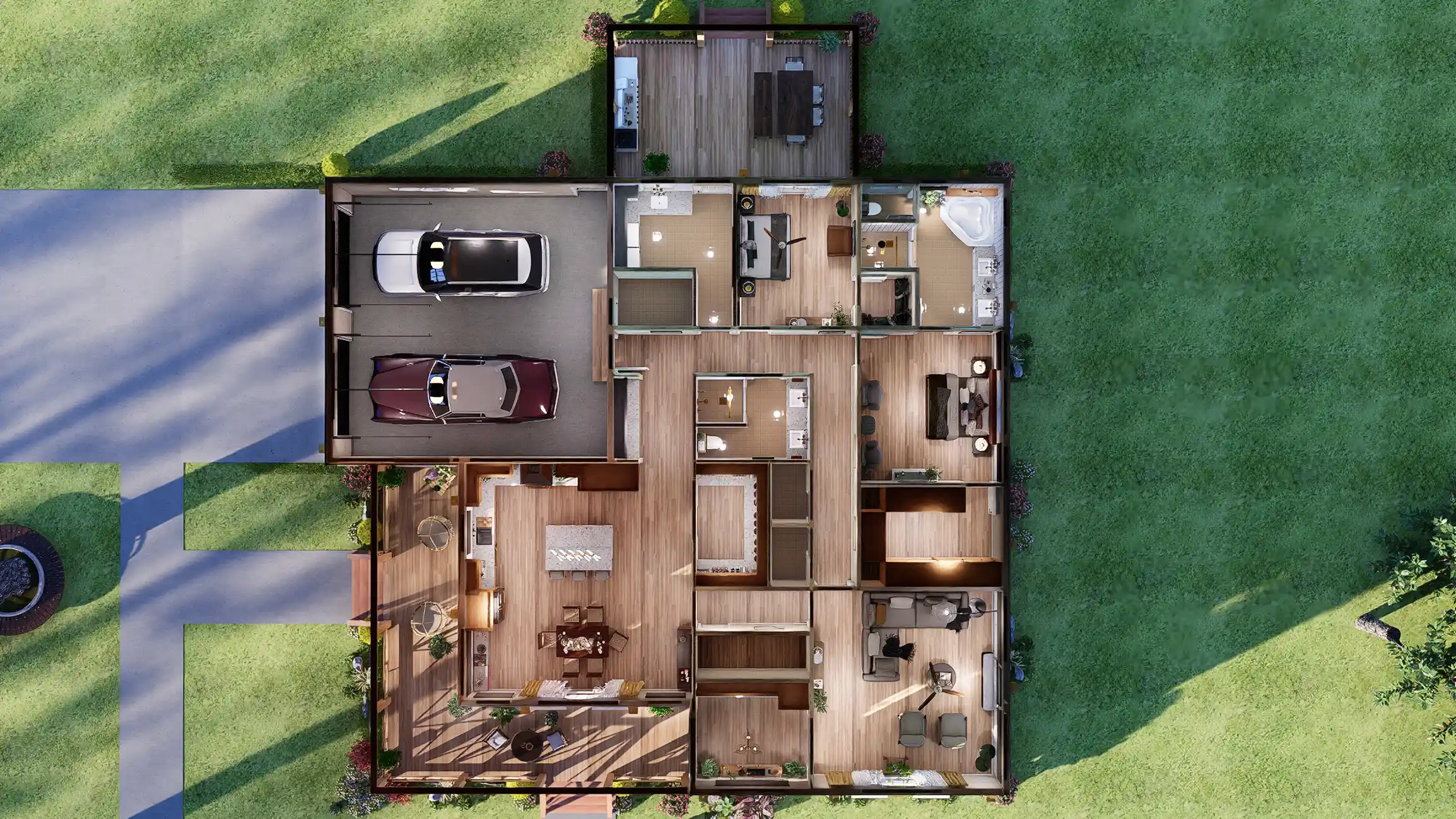 top view of 2 bedroom cottage house