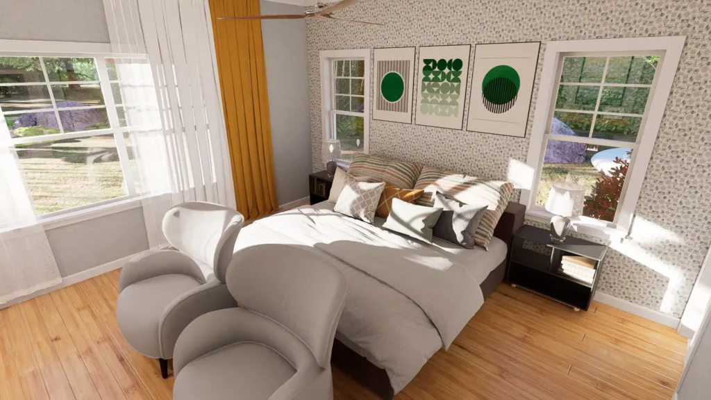 Bedroom design of cottage house