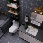 Luxurious master bathroom layout featuring a freestanding soaking tub and separate glass shower in a 3 bed 5 bath house plan