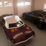 Attached two-car garage layout for a 3 bedroom 5 bathroom two-story house plan.