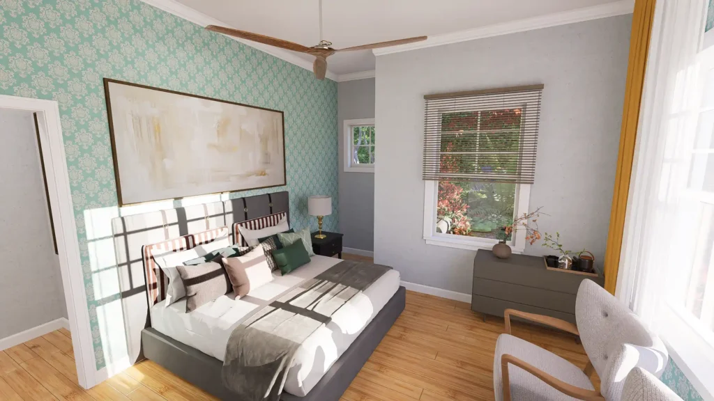 Bedroom design of cottage house
