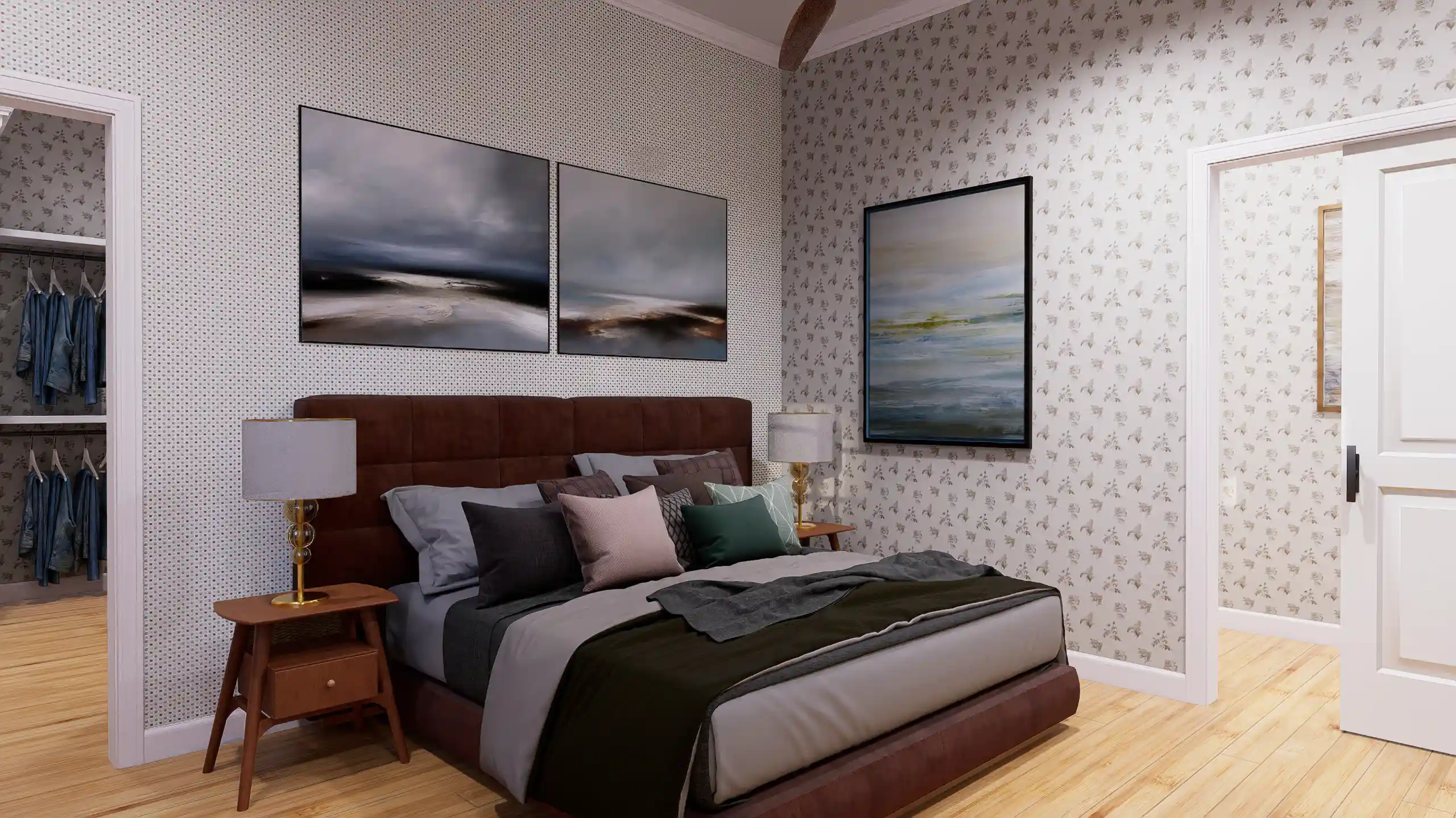 Spacious master bedroom suite floor plan with a large walk-in closet in a 3 bedroom 5 bathroom house