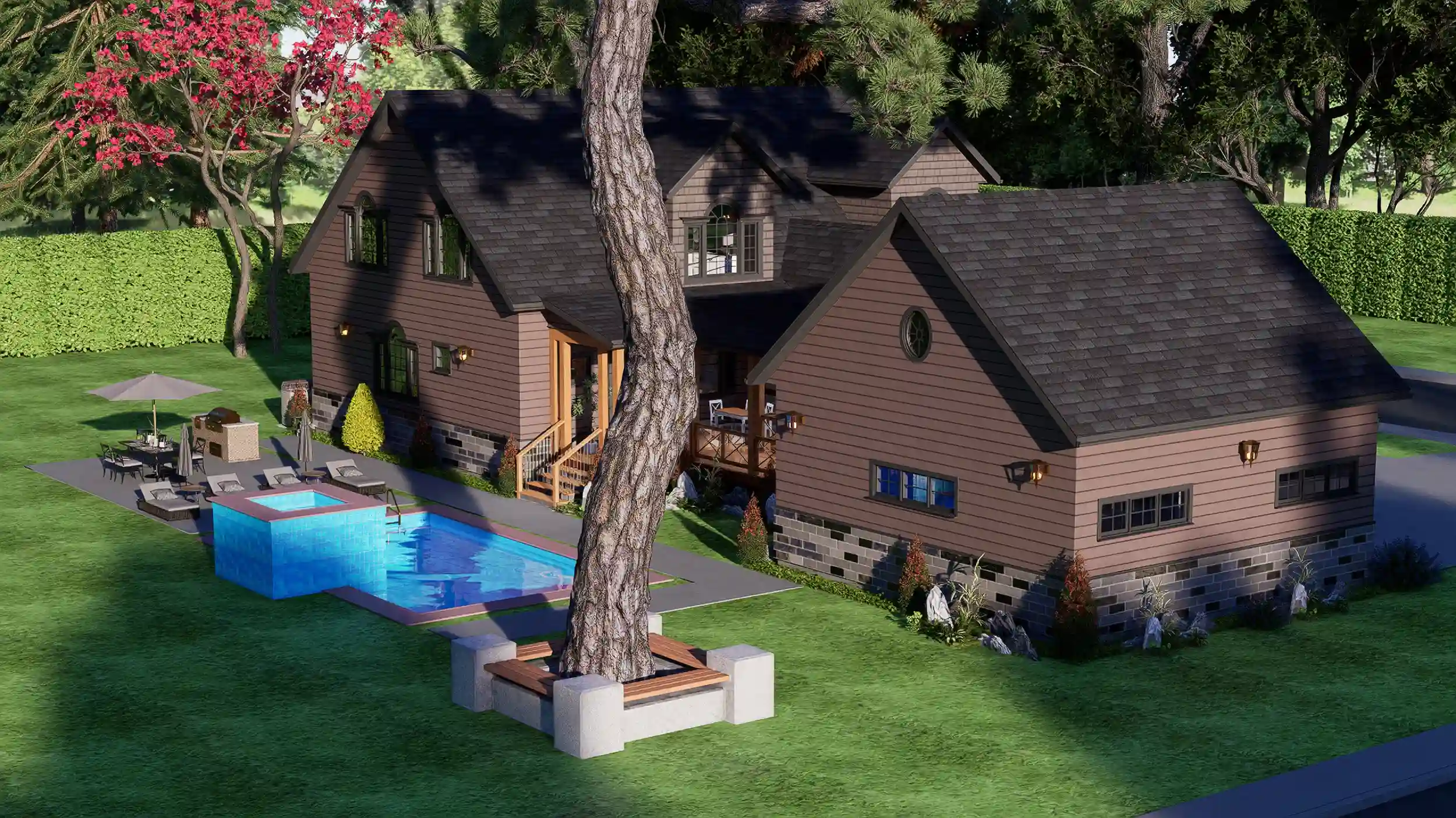 5 BEDROOM FORMHOUSE DESIGN WITH FLOOR PLAN