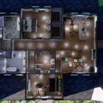 top view of 4 bedroom 2 story house plan