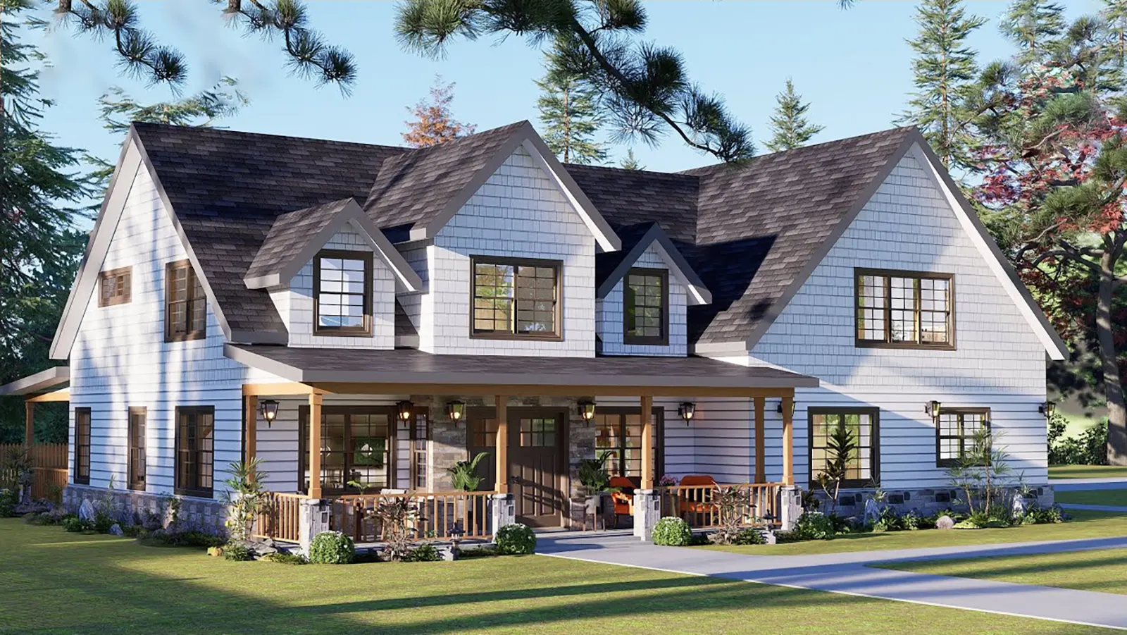 4 bedroom cottage house plan with a office
